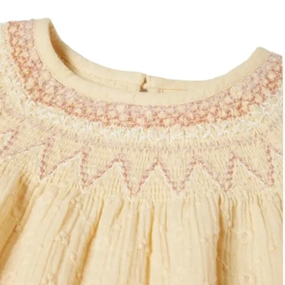 ZARA Kids | Light Yellow | TEXTURED EMBROIDERED DRESS - Picture 3 of 5